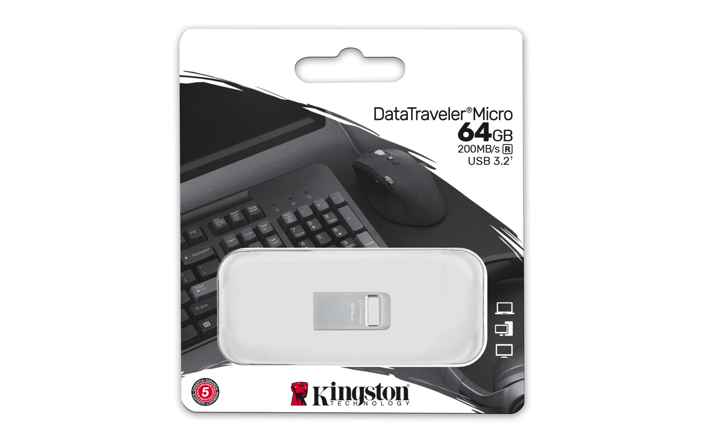 KINGSTON 64Go DataTraveler Micro 200MB/s Metal USB 3.2 Gen 1