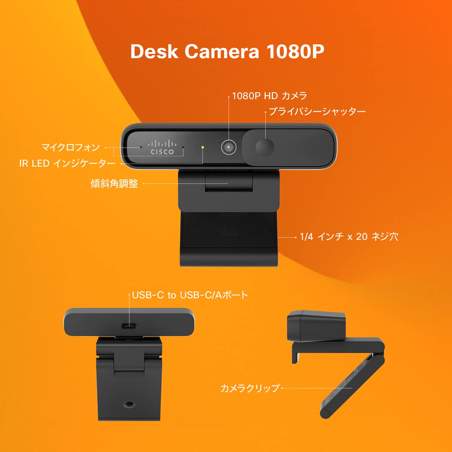 CISCO DESK CAMERA 1080P - CARBON BLACK - WORLDWIDE