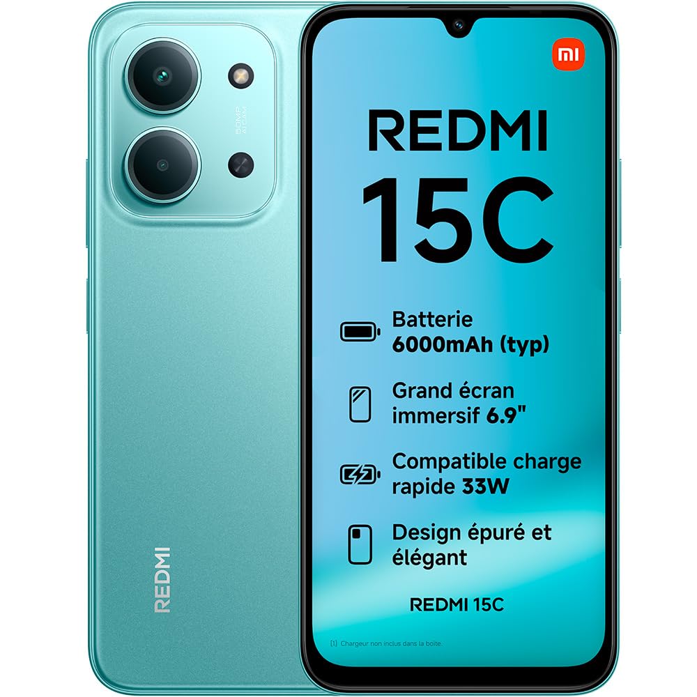 Xiaomi Redmi 15C 4G (6.9''- NFC - 256 Go, 4 Go RAM) Vert