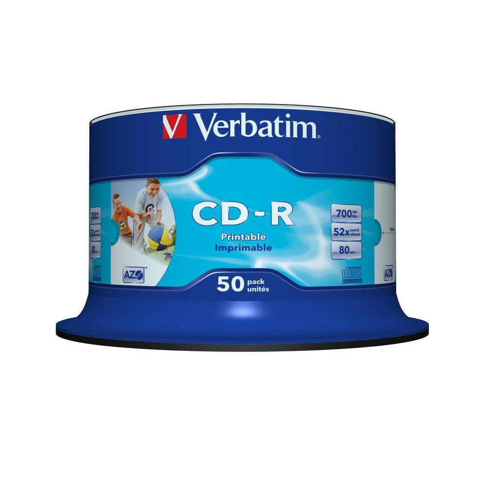 VERBATIM CD-R AZO 700Mo 52X WIDE PRINTABLE NO-ID SURFACE 50 PACK WCF (P)