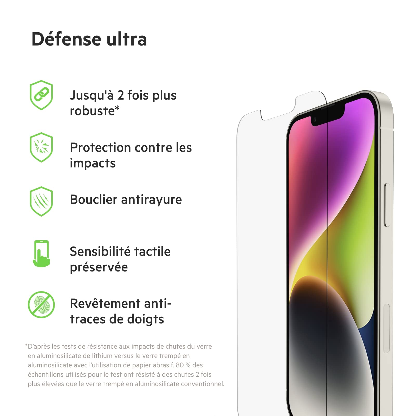 BELKIN ScreenForce Pro UltraGlass Anti-Microbial Screen Protection for iPhone 14/13/13 Pro