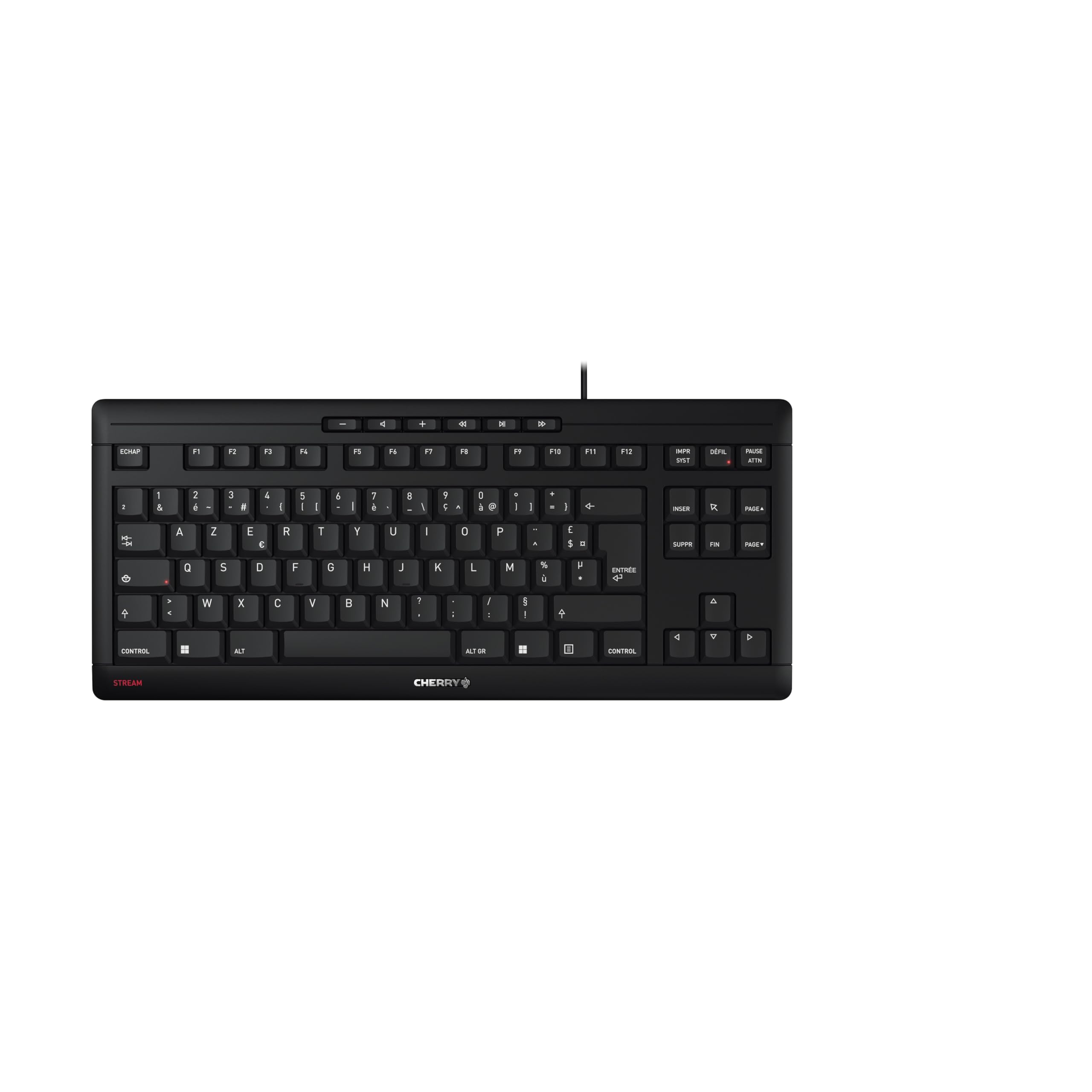 CHERRY Clavier Stream Keyboard TKL compact USB noir