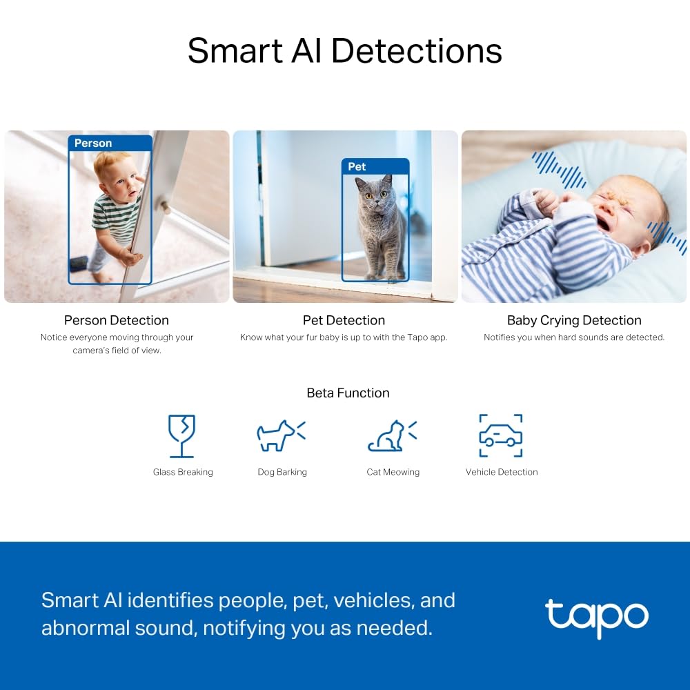 TP-LINK Pan/Tilt AI Home Security Wi-Fi Camera 3K 5MP 2880x1620 2.4GHz