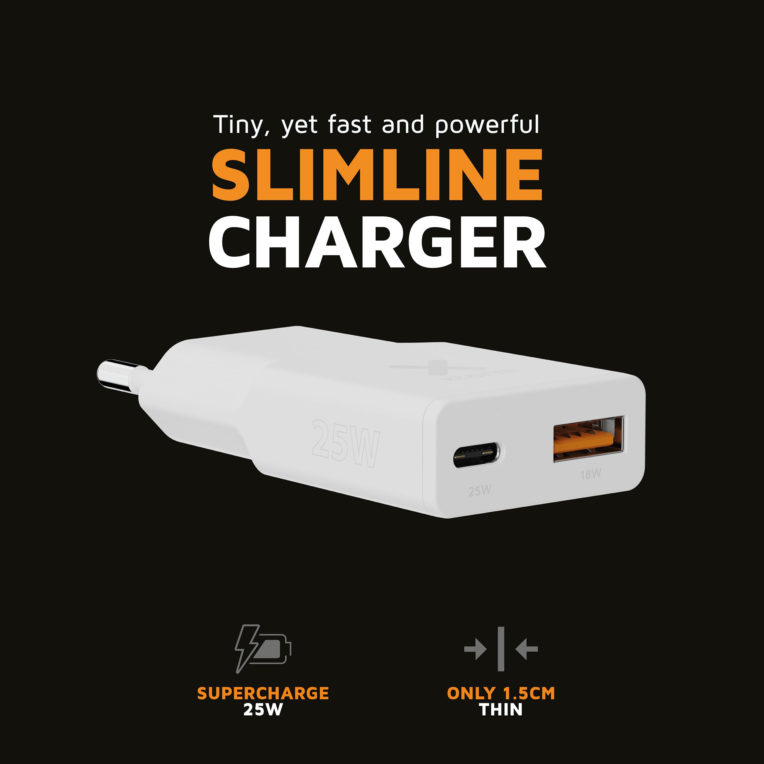 XTORM Chargeur mural slim XG2SL025 25 W 2 ports USB-A USB-C PD certifié GRS