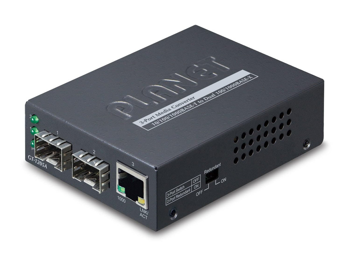 PLANET GT-1205A convertisseur de support réseau 1000 Mbit/s Noir