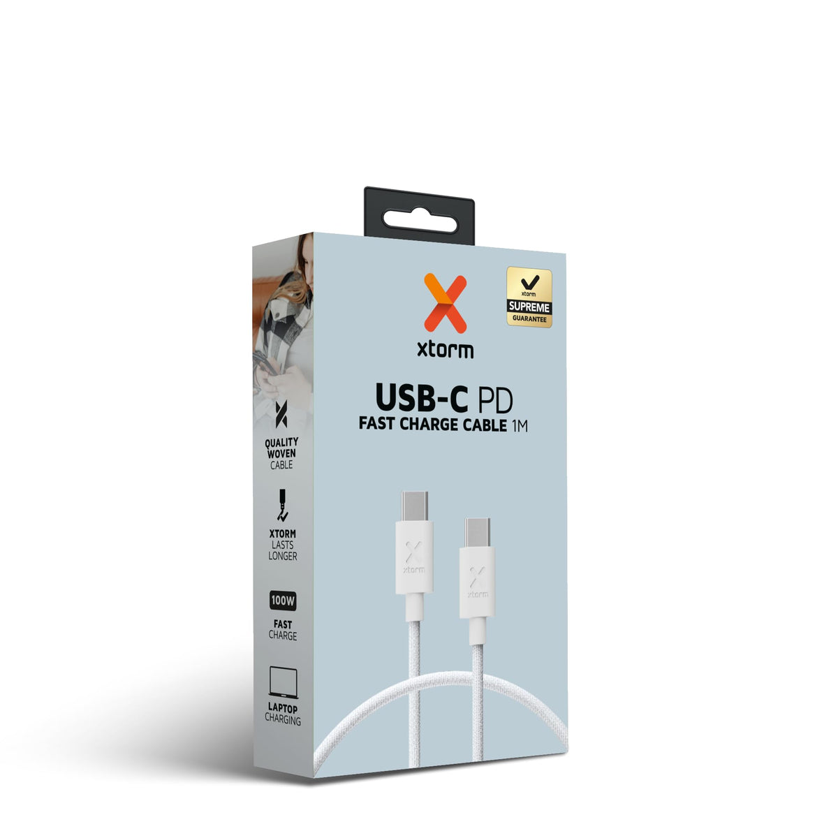 XTorm Cordon USB Type-C PD Go2 100W 1,0 m, blanc