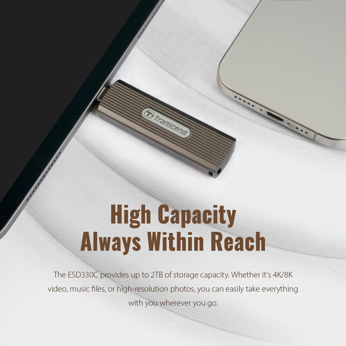 TRANSCEND ESD330C 1To External SSD USB 10Gbps Type-C