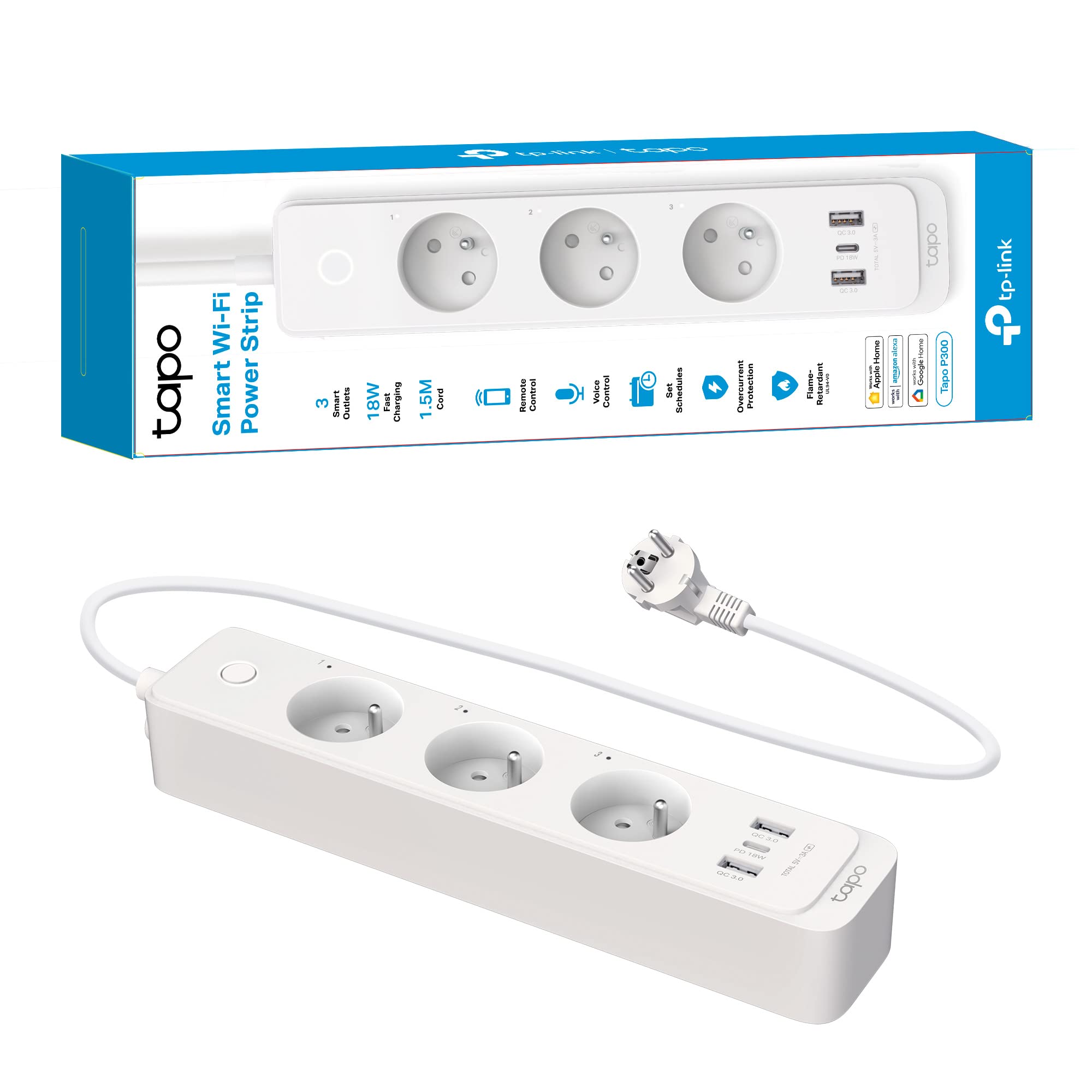 TP-LINK Smart Wi-Fi Power Strip Separately Control 3 Smart Outlets On The Power Strip via Application