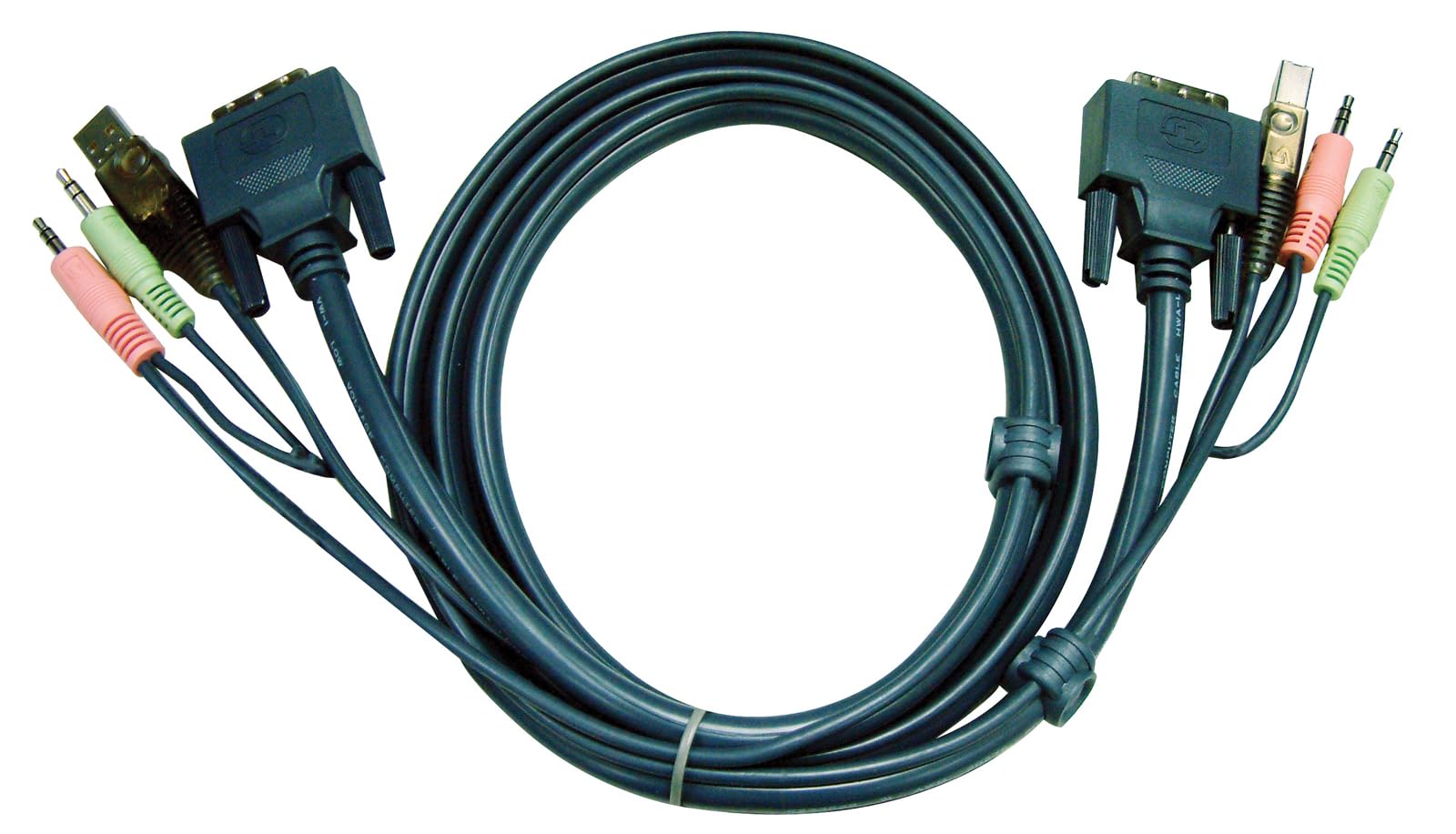 ATEN Câble KVM DVI-D USB Single Link 3m - 3 m - DVI-D - Noir - DVI-D - USB A - 2 x 3.5mm - DVI-D - USB A - 2 x 3.5mm - Mâle