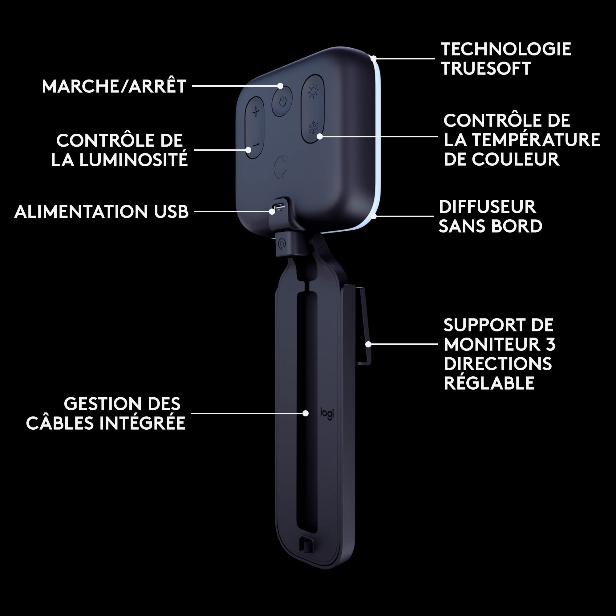 LOGITECH Litra Glow Premium Streaming Light with TrueSoft Lamp head 1 heads LED DC