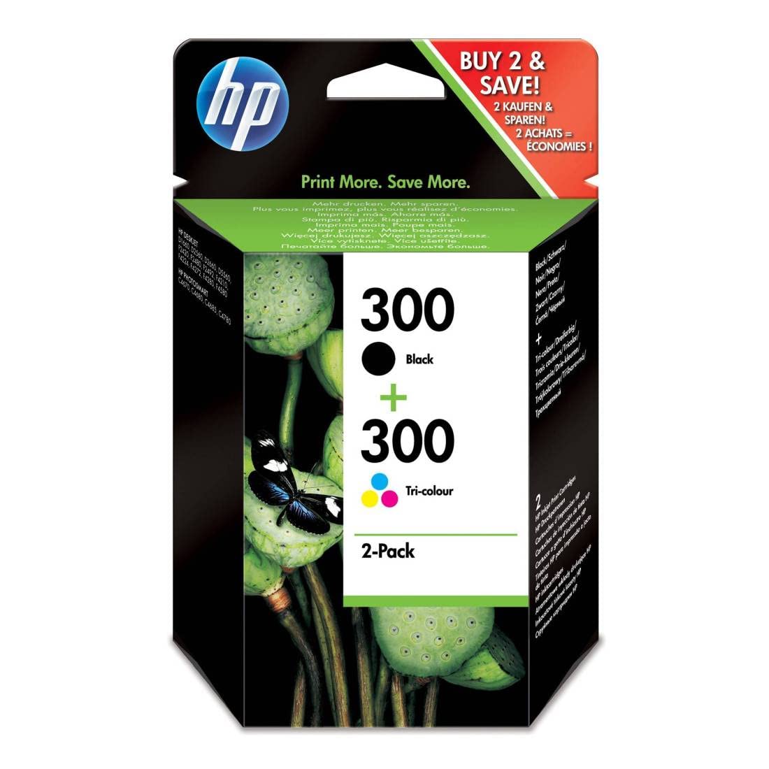 HP 300 original Ink cartridge CN673EE 301 black and tri-colour standard capacity 2 x 4ml bk: 200p cl: 165p 2-pack Blister multi tag