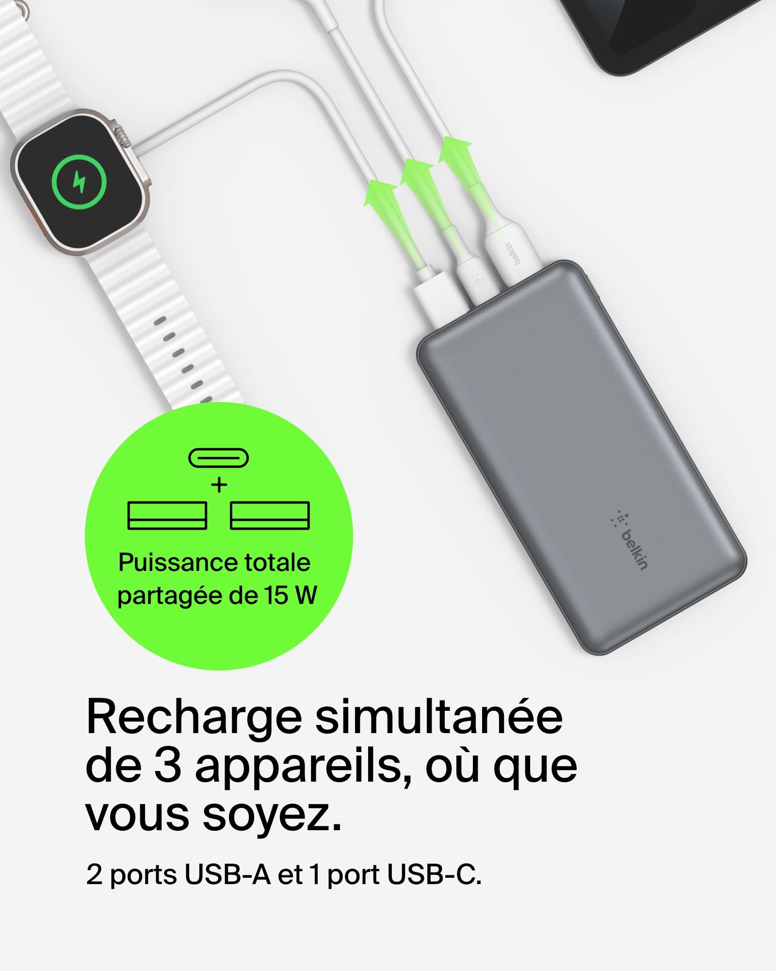 BELKIN 10k power bank 15w space grey
