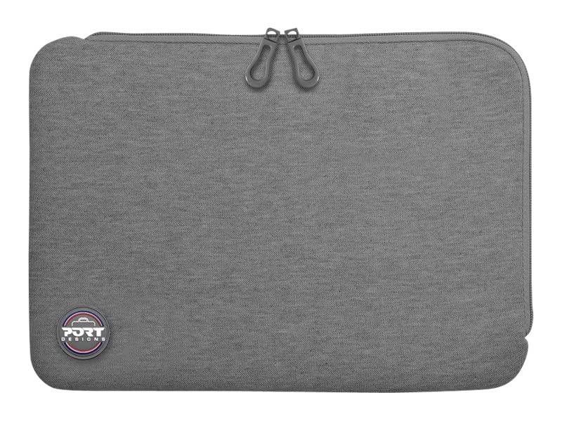 PORT DESIGNS Trendy Cotton Neoprene Laptop Sleeve 15.6p L-shaped opening for easy access Stretchy cotton neoprene material Grey