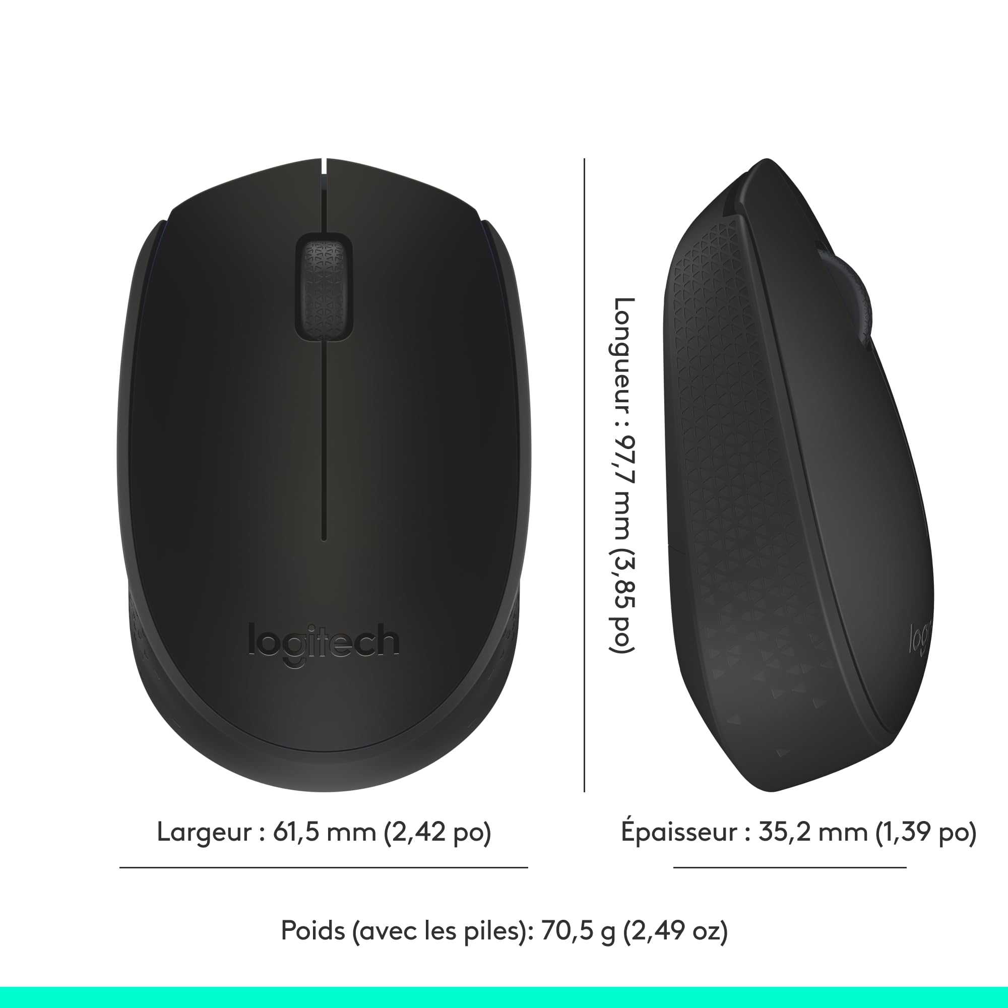LOGITECH M171 Mouse right and left-handed wireless 2.4 GHz USB wireless receiver black