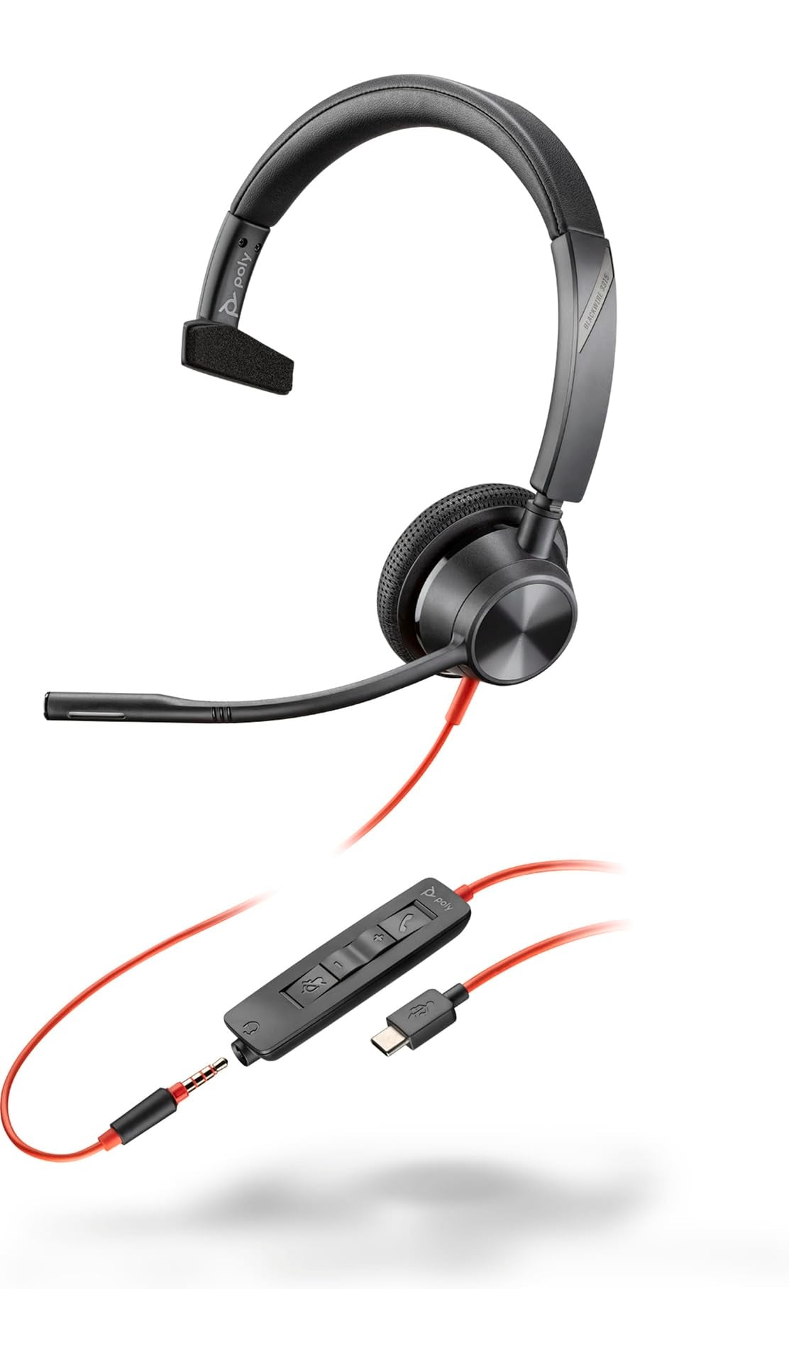 POLY Blackwire BW3315 casque USB-C/A + Jack - 1 écouteur