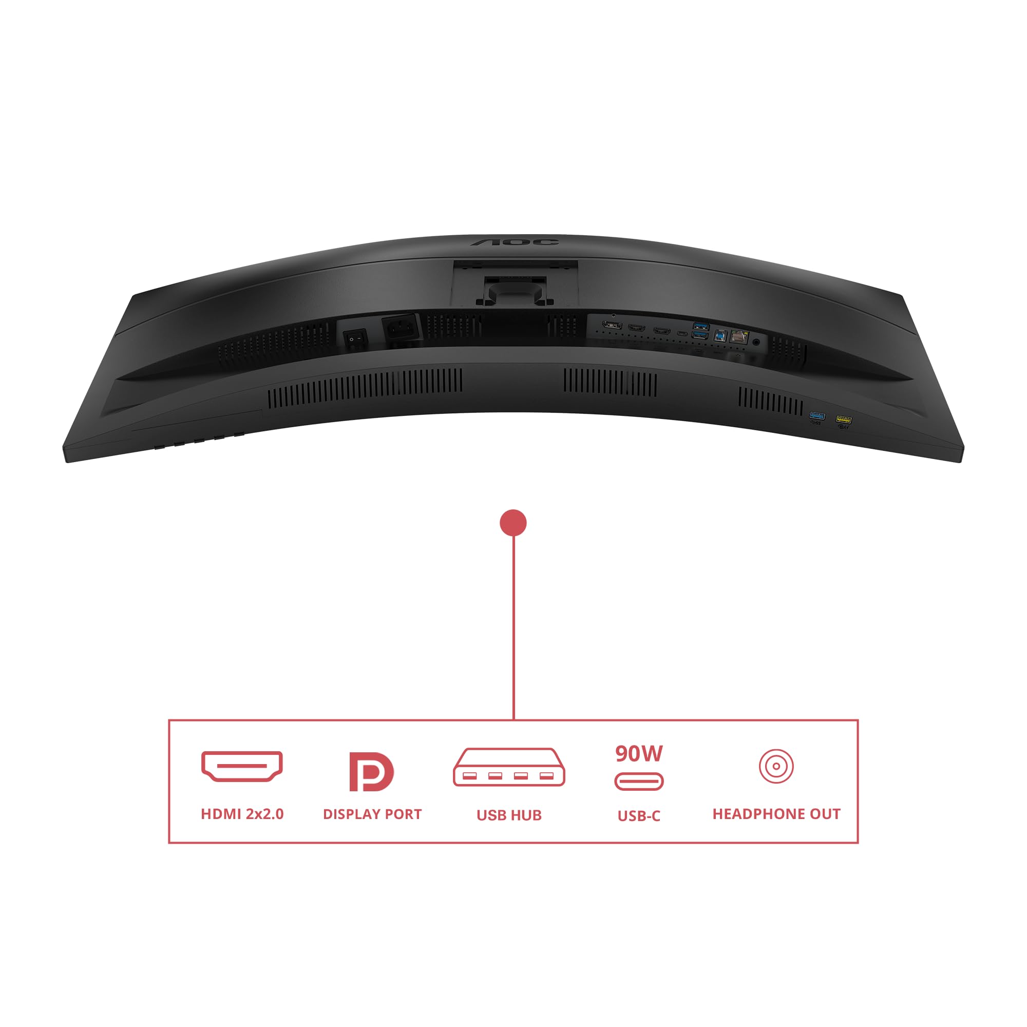 AOC CU34E4CV - Écran incurvé - 34i - 3440 x 1440 UWQHD 120 Hz - VA - 3500:1 - HDR10 - 4 ms - 2xHDMI DP USB-C -HP- GAR 5 ans