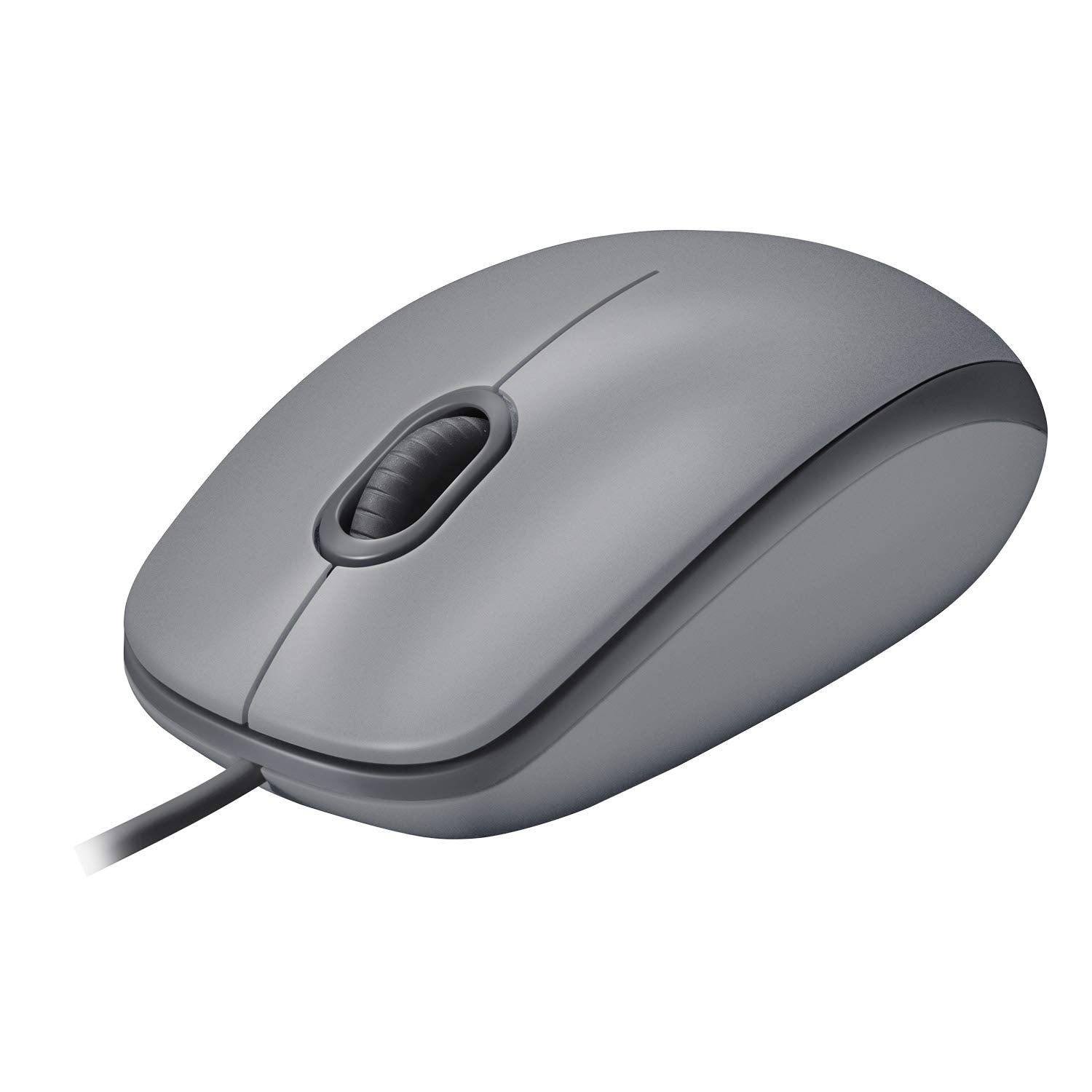 LOGITECH M110 Silent Mouse right and left-handed optical 3 buttons wired USB-A mid grey