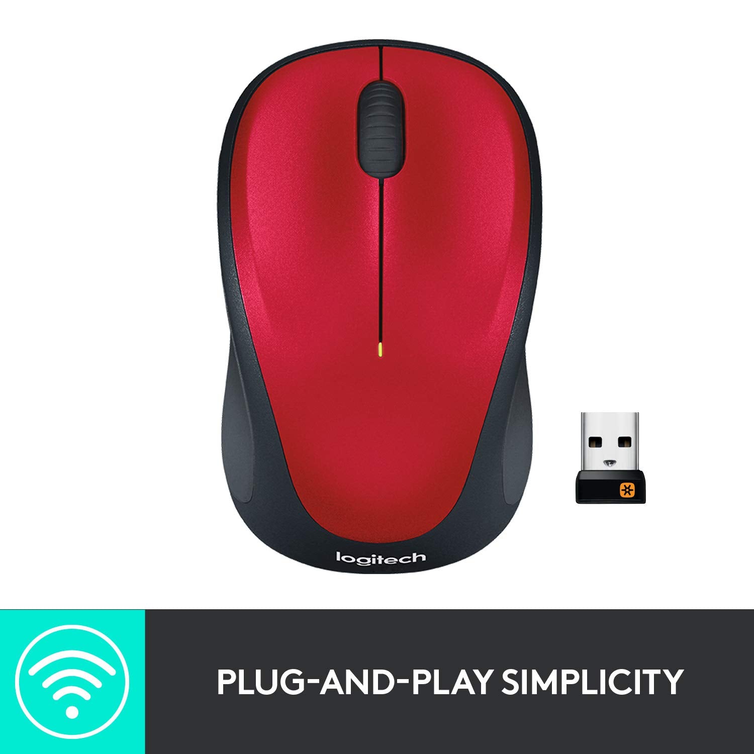 LOGITECH M235 Mouse optical wireless 2.4 GHz USB wireless receiver red