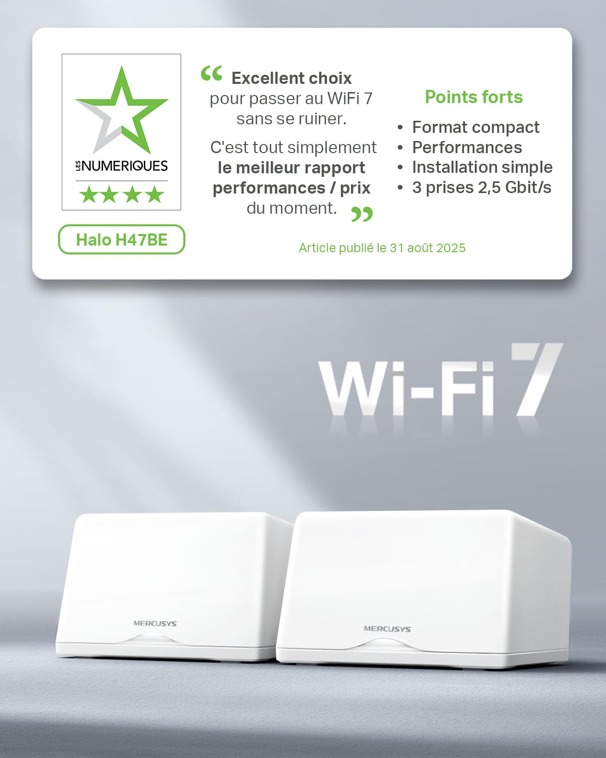 TP-LINK MERCUSYS Halo H47BE 2-pack BE9300 Whole Home Mesh Wi-Fi 7 System