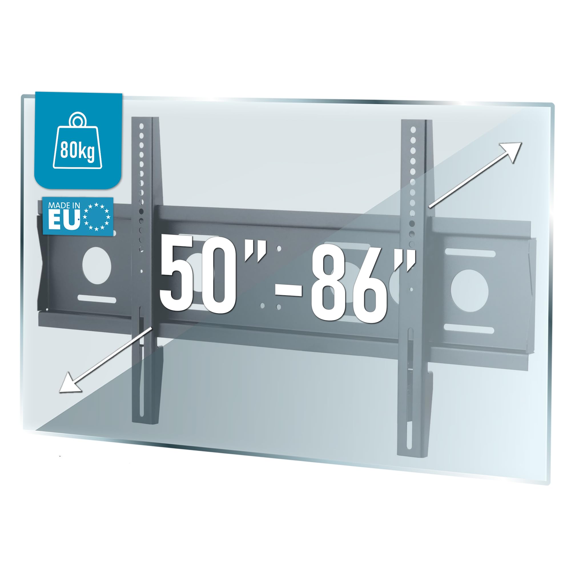 "Support mural fixe Edbak TWB1 50""-86"". Capacité de charge 80 kg 800x400 VESA"