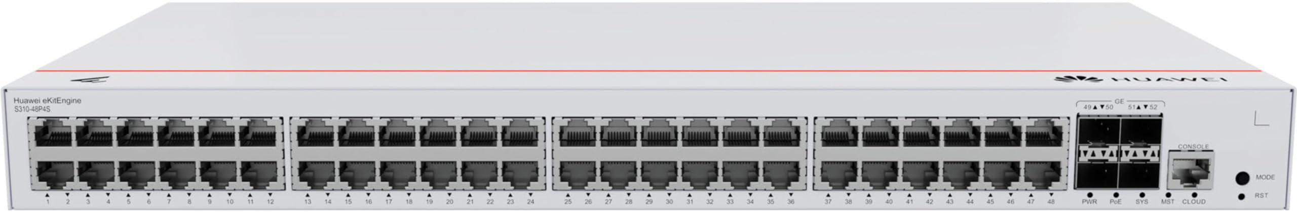 HUAWEI S310-48P4S 48x10/100/1000BASE-T ports 380W PoE+ 4xGE SFP ports built-in AC power eKit
