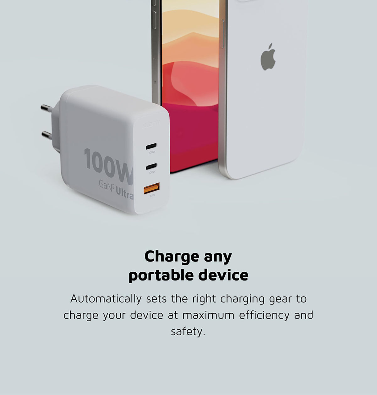 XTORM Chargeur mural écologique XEC100 100 W 3 ports USB-A USB-C PD certifié GRS