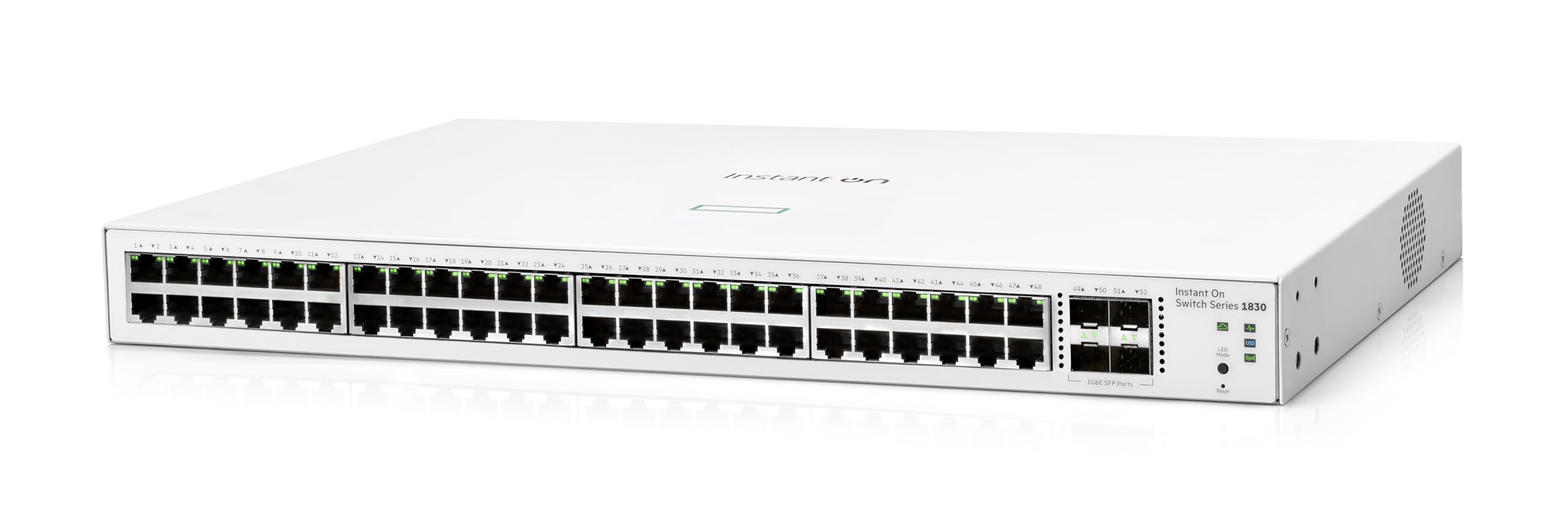 HPE Networking Instant On 1830 48G 4SFP Switch Commutateur intelligent 48 x 10/100/1000 + 4 x Gigabit SFP de bureau