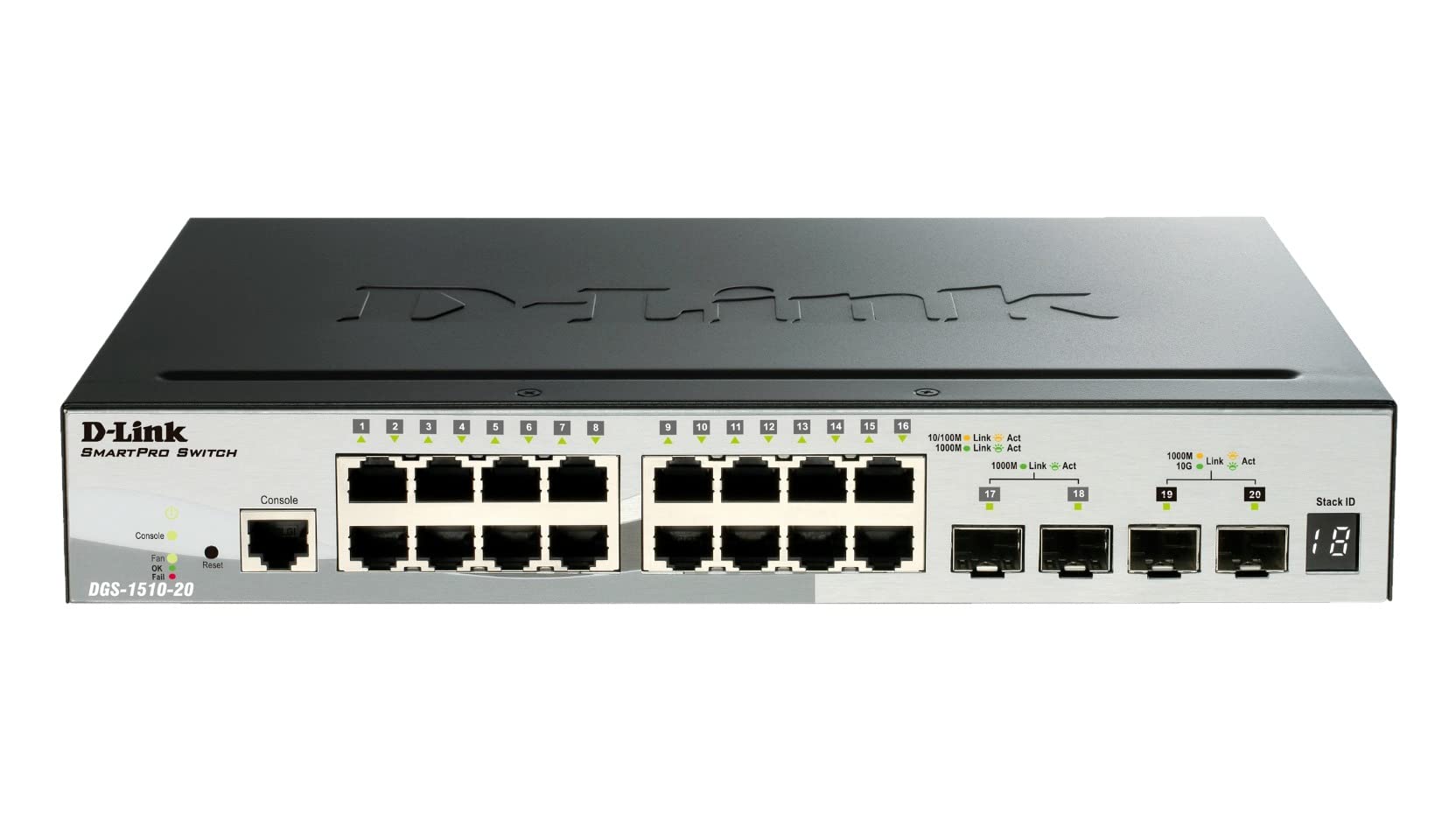 D-LINK 20-Port Smart Managed Gigabit Stack Switch 2x 10G dlink green 3.0 16x 10/100/1000Mbit/s TP RJ-45 Port 2x 1000Mbit/s Fiber