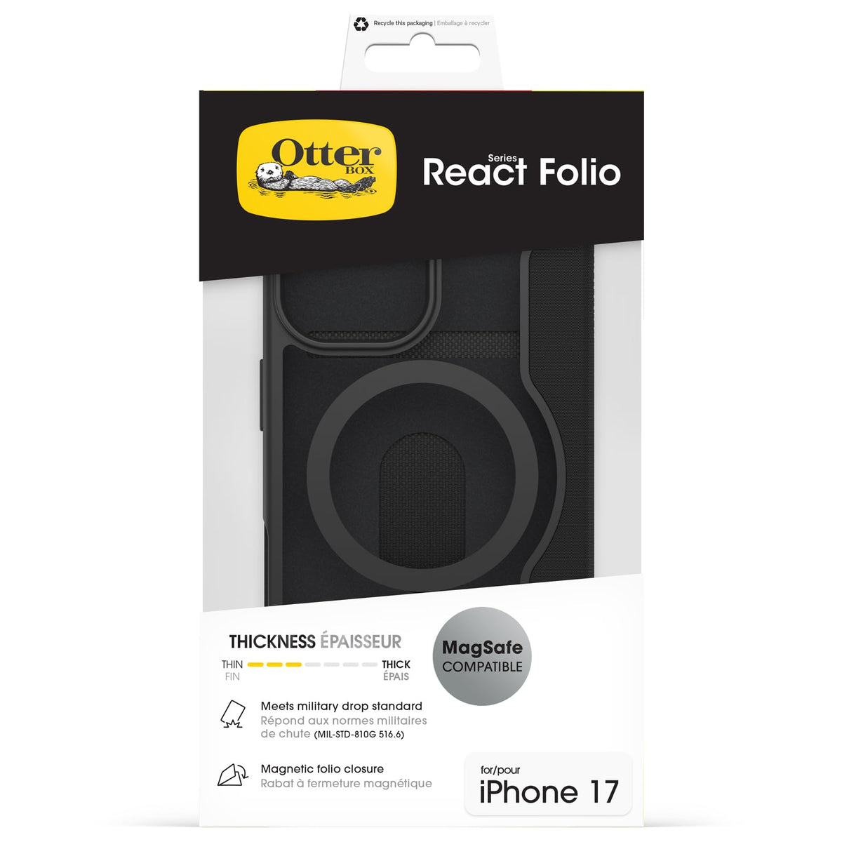 OtterBox ReactFolio MS iPhone 17 clr/blk