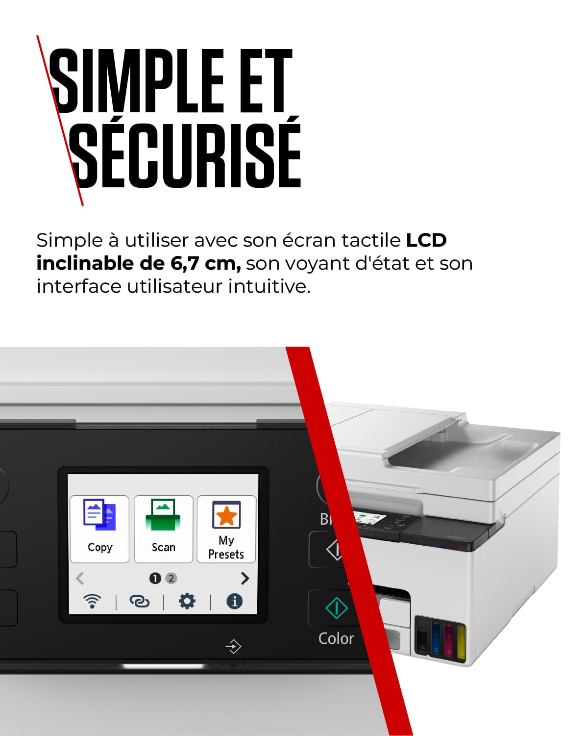 CANON MAXIFY GX2050 MFP colour inkjet refillable A4 15ipm Print 250sheets USB Wi-Fi LAN +1 ink set +2extra black bottles