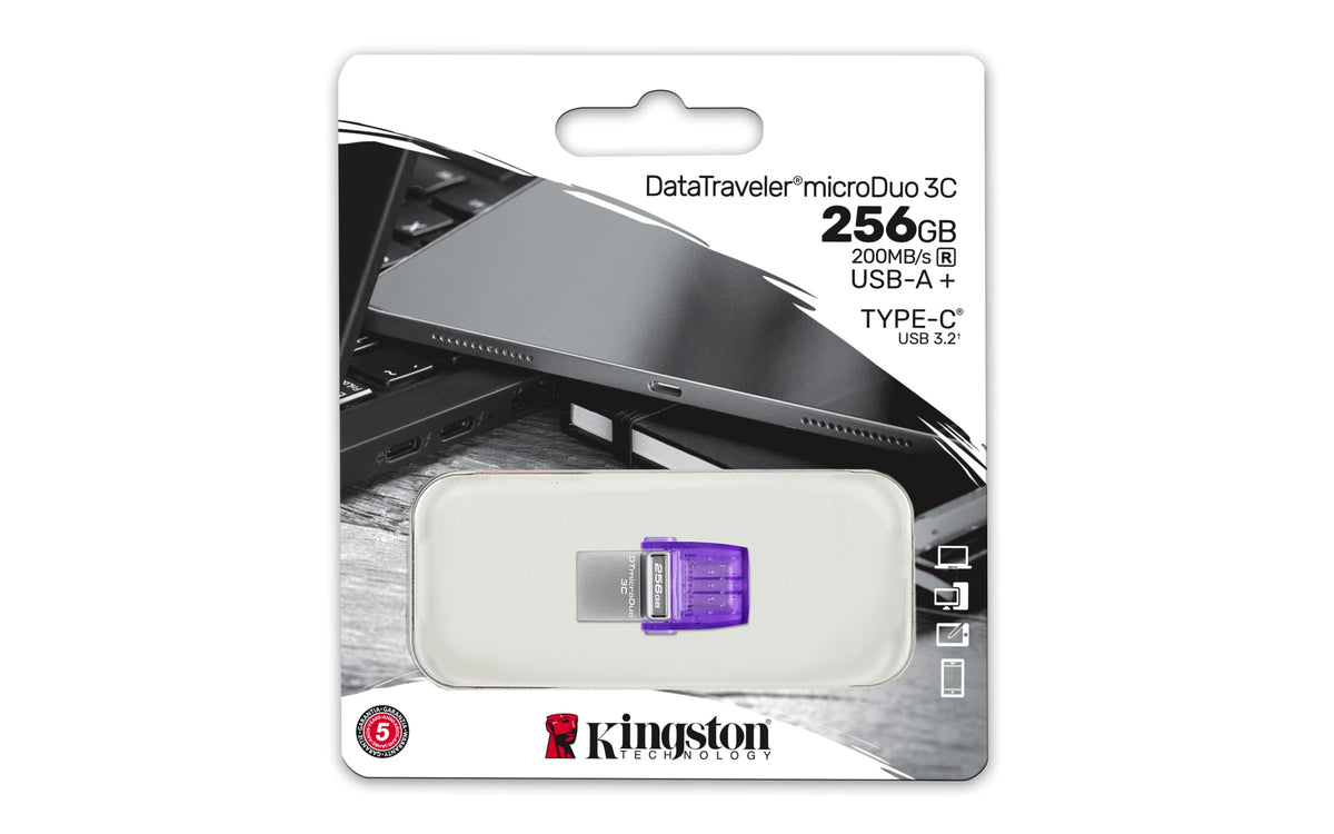 KINGSTON 256Go DataTraveler microDuo 3C 200MB/s dual USB-A + USB-C