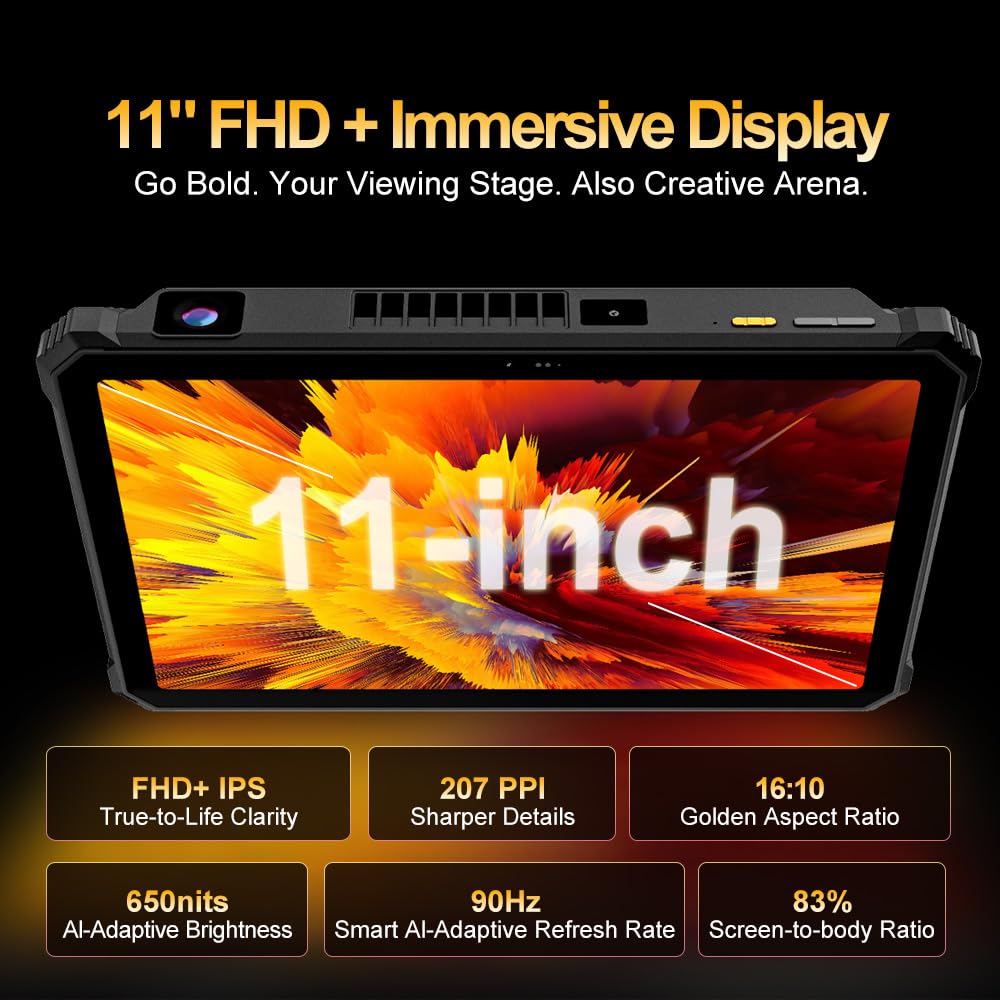 Blackview Active 12 Pro (Tablette Robuste 5G - Ecran 11''  - 256 Go, 12 Go RAM - 30 000 mAh) Noir