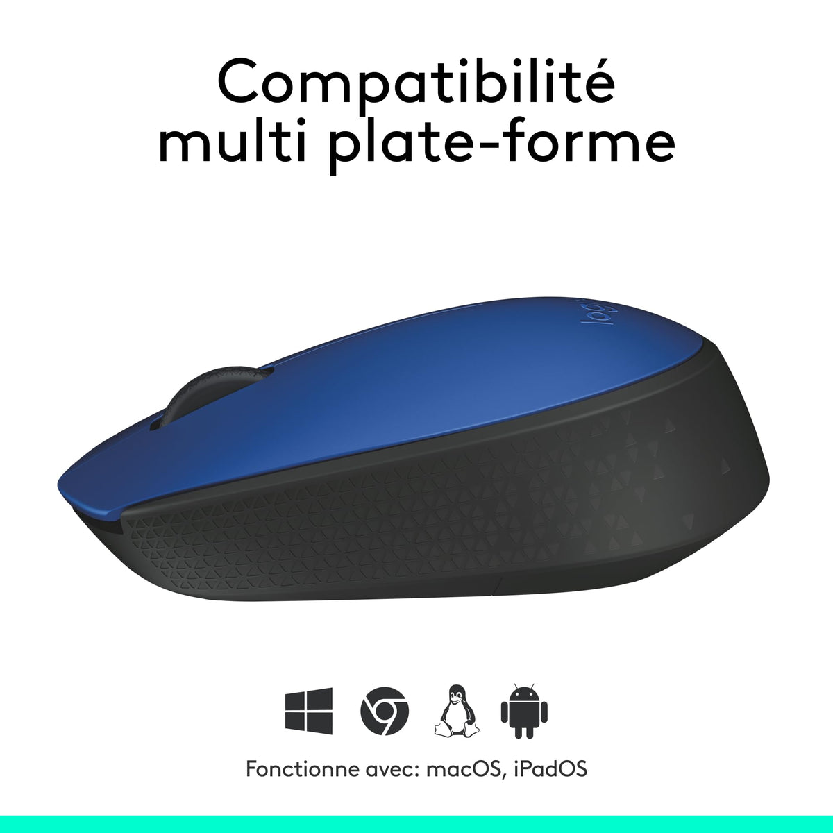 LOGITECH M171 Mouse right and left-handed wireless 2.4 GHz USB wireless receiver black blue