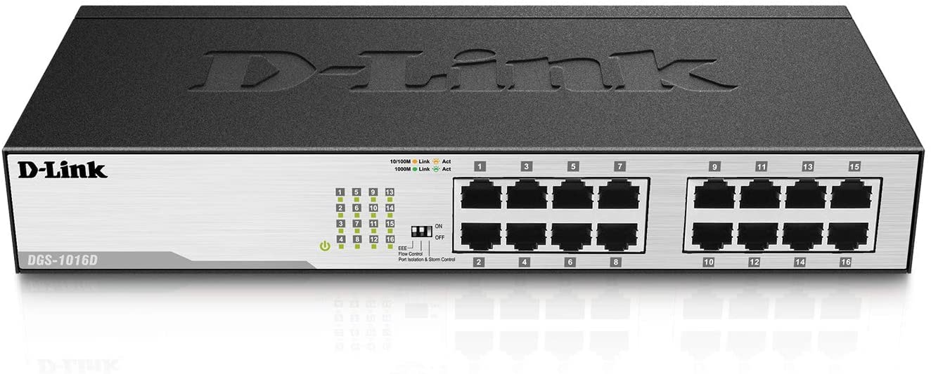 D-LINK SWITCH 16 PORTS 10/100/1000 MBPS RACKABLE - NON MANAGEABLE