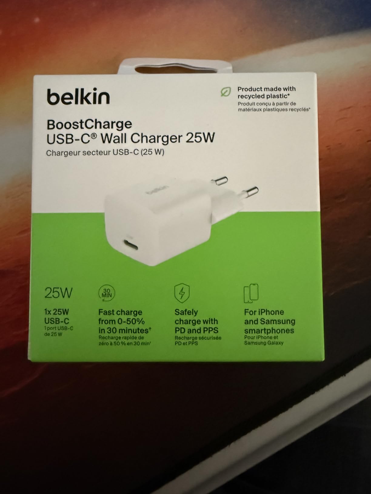 BELKIN 25W USBC PD WALL CHARGER WITH PPS WHITE