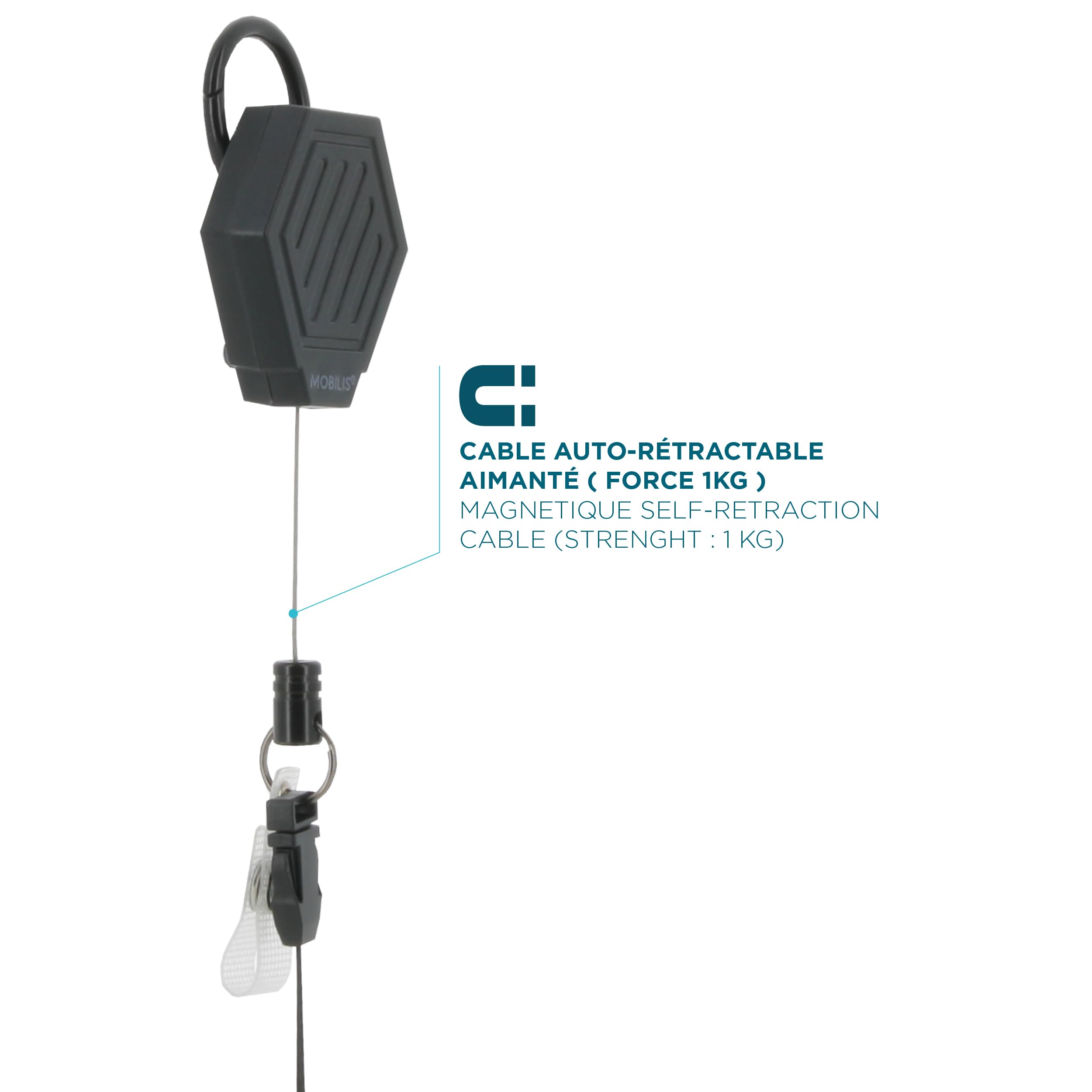 MOBILIS Dérouleur rétractable automatique pour smartphone/HHD 001392 80 cm