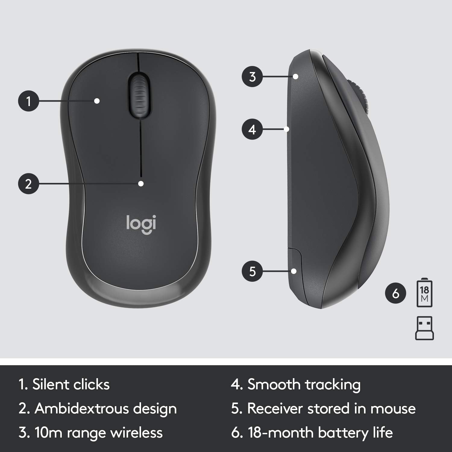 MK295 Silent Wireless Combo GRAPHITE NDX