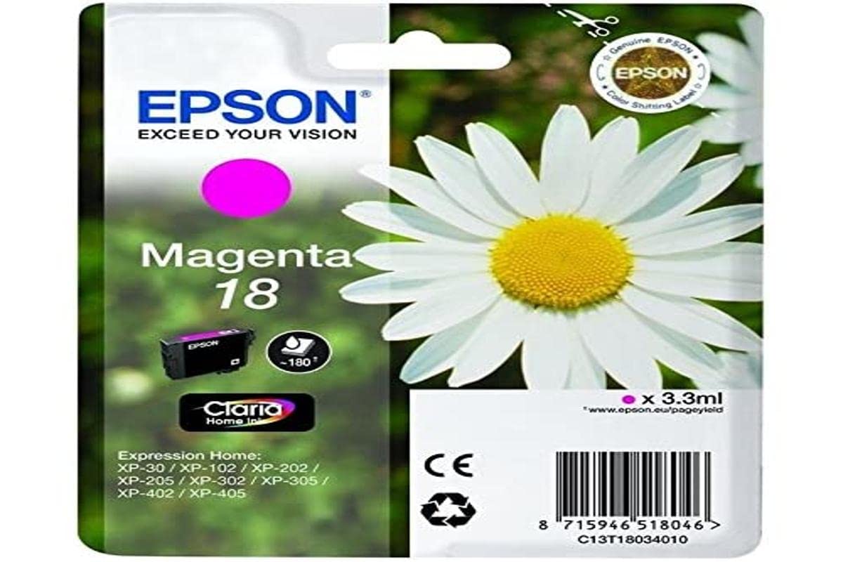 EPSON 1LB 18 ink cartridge magenta standard capacity 3.3ml 180 pages 1-pack RF-AM blister w/s