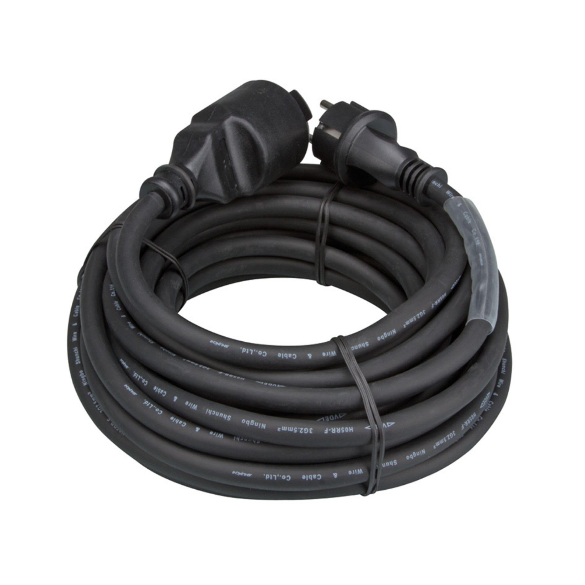 Rallonge secteur tripolaire noire 2,5 mm2 - 15,0 m