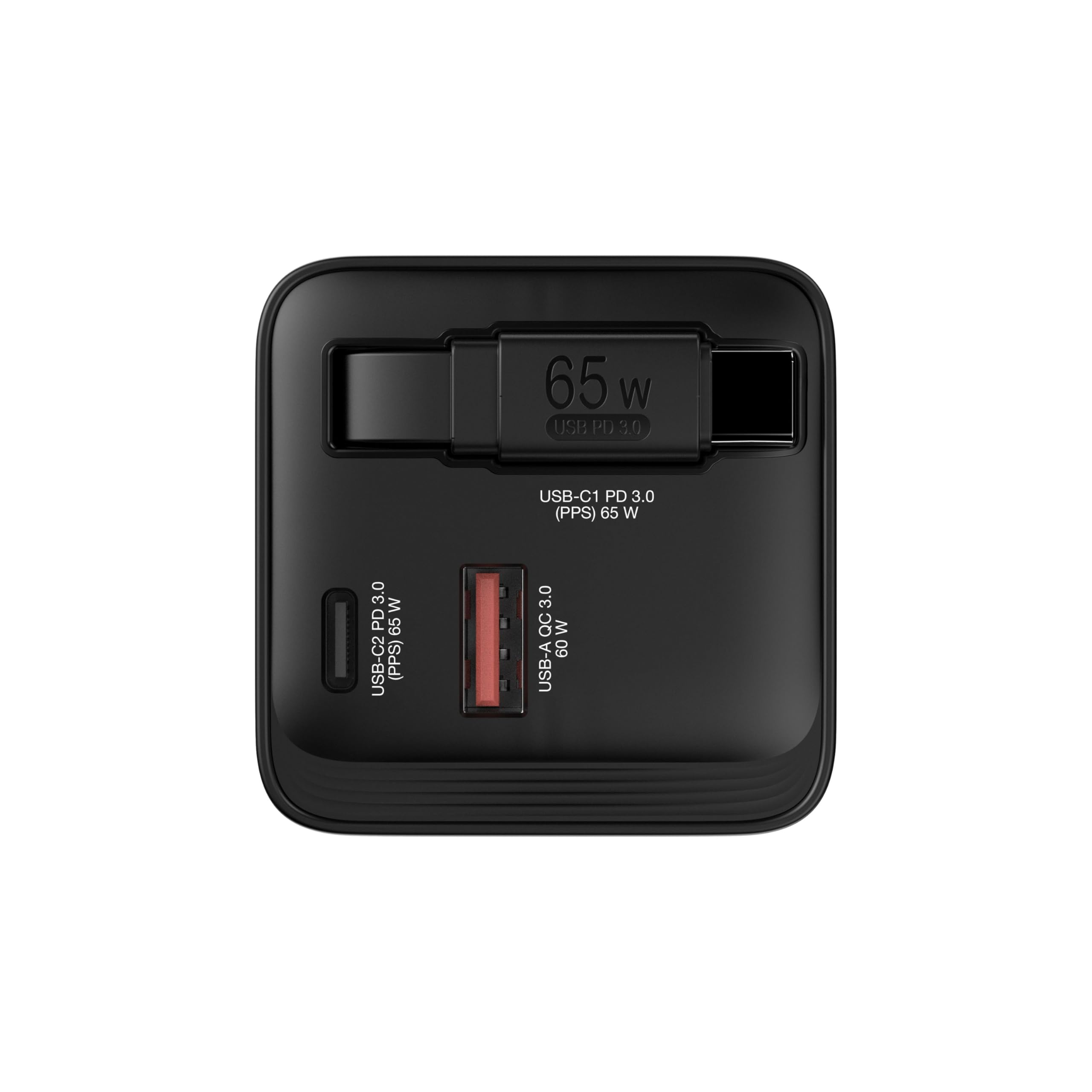 VERBATIM GAN CHARGER 65W 2 PORT RETR CABLE US/EU/UK ADP WCF (P)