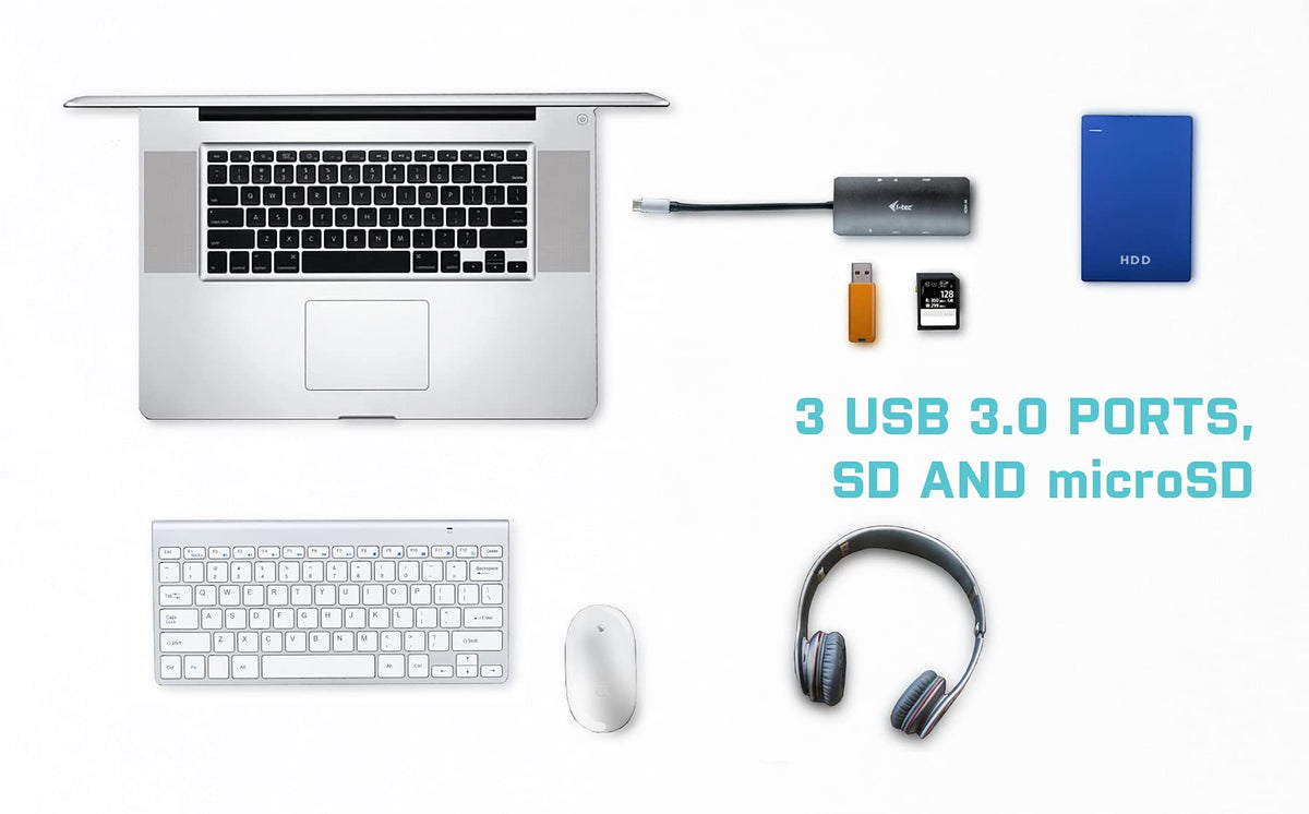 I-TEC USB C Metal Nano Docking Station 1xHDMI 4K 1xSD Cardreader 1xmicroSDCardreader 3xUSB 3.0 Port 1xUSB-C PD sans alimentation