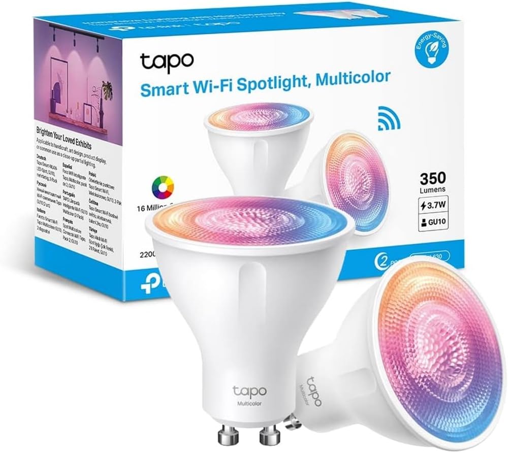 TP-LINK Smart Wi-Fi Spotlight Dimmable 2-Pack 2.4GHz IEEE 802.11b/g/n GU10 Base 220-240V 50/60Hz 350lm 3.7W 2.200K 6.500K