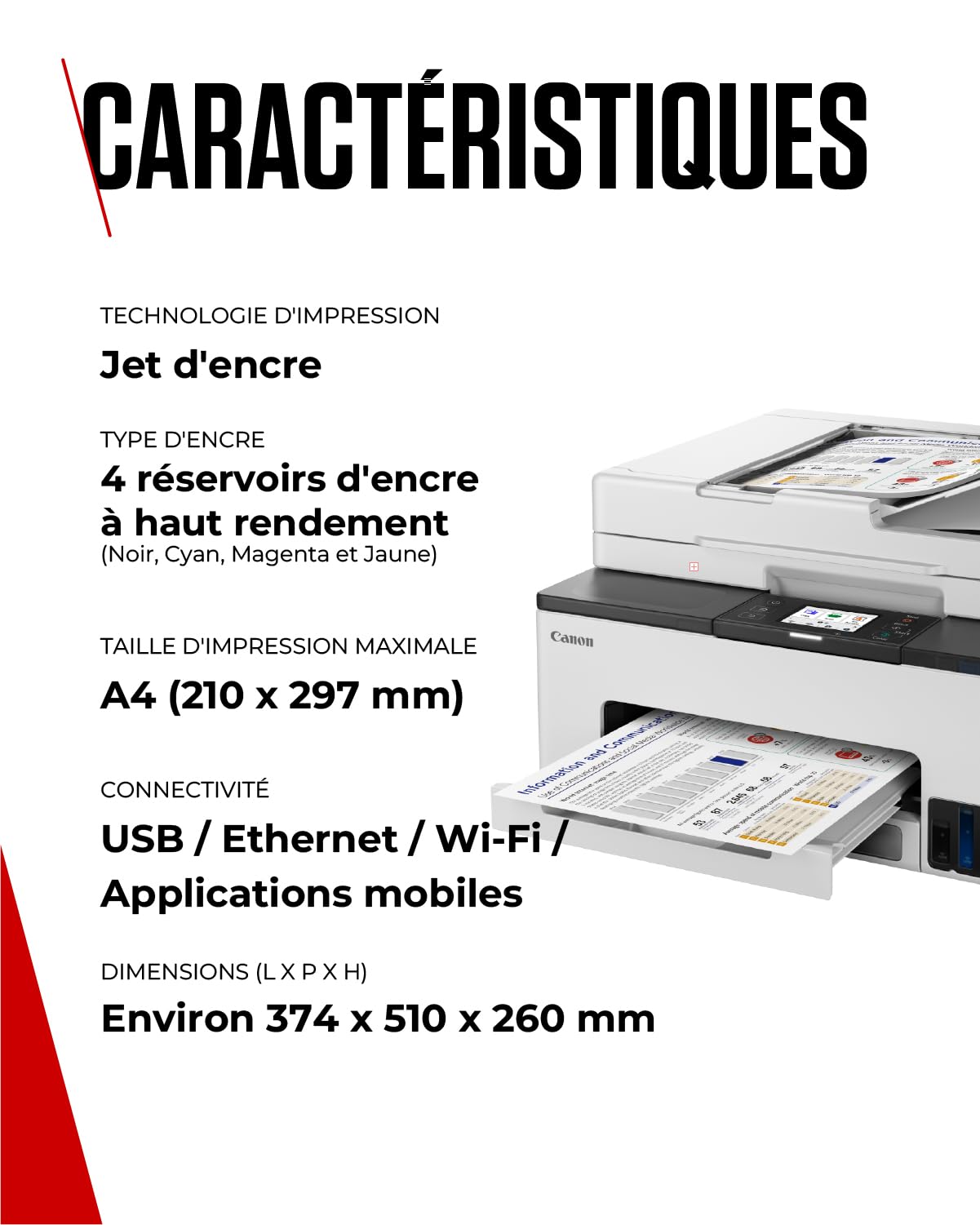 CANON MAXIFY GX2050 MFP colour inkjet refillable A4 15ipm Print 250sheets USB Wi-Fi LAN +1 ink set +2extra black bottles