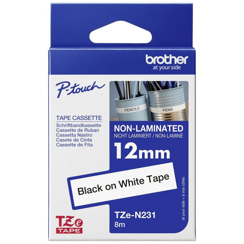 BROTHER P-TOUCH TZE-N231 noir sur blanc 12mm pièce