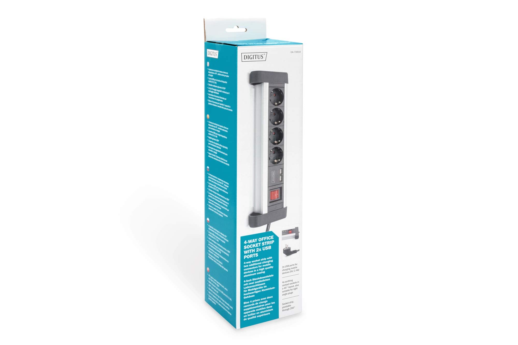 Digitus Bloc 4 prises de bureau avec 2 raccords USB