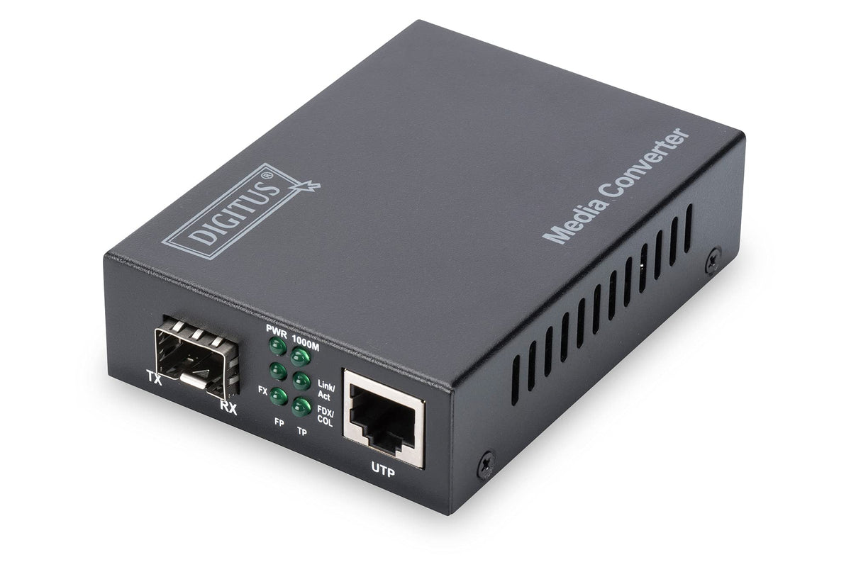 Digitus DN-82130 convertisseur de support réseau 1000 Mbit/s Noir