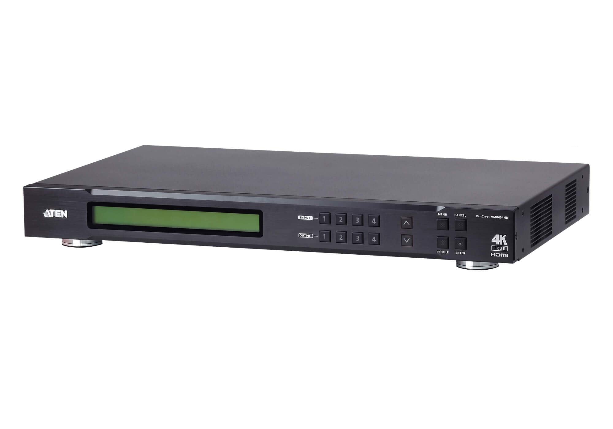 Commutateur matriciel HDMI True 4K 4 x 4 - Commutateur de matrice AV - 18 Gbit/s - 600 MHz - 4096 x 2160 pixels - Noir - Métal