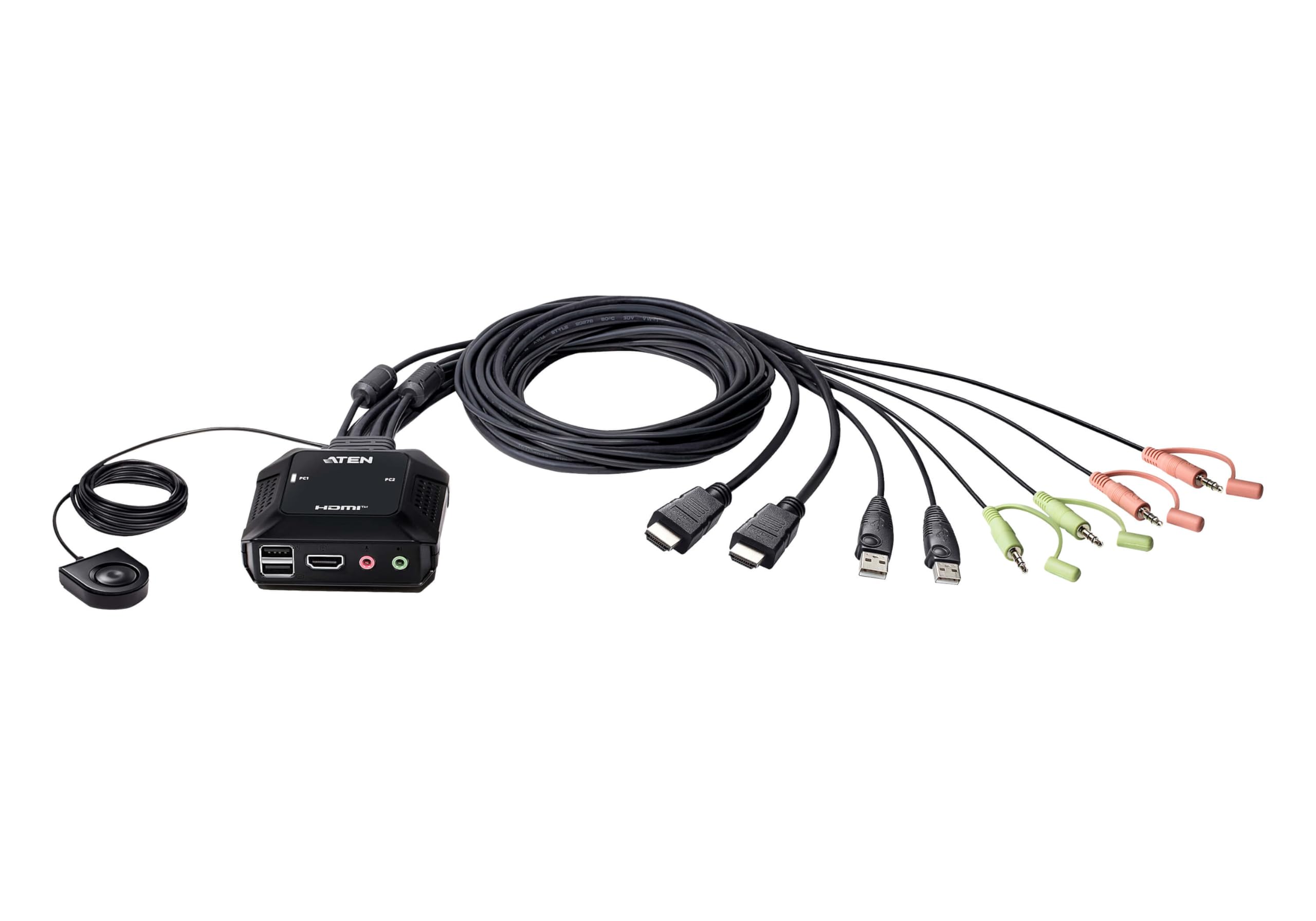 ATEN CS22H Switch KVM HDMI 4K/USB avec télécommande