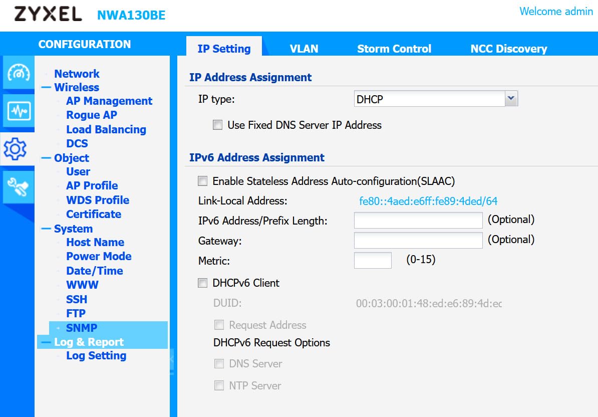 Zyxel NWA110BE 802.11be Wifi/NebulaFle