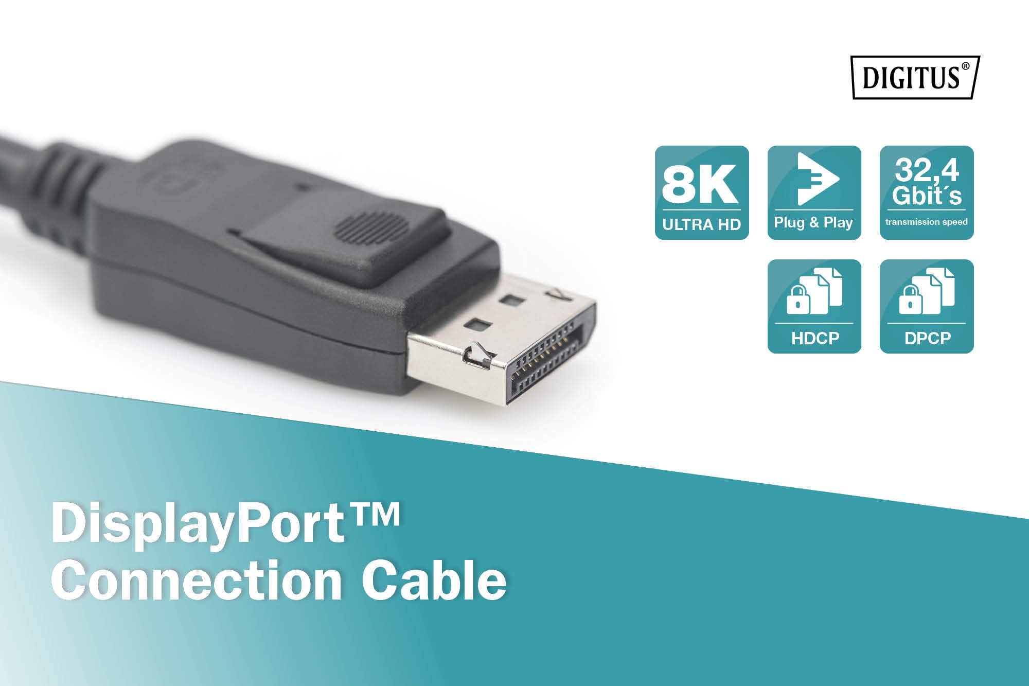 Digitus AK-340106-030-S câble DisplayPort Noir